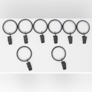 8 Curtain Drapery Rings with Clips, 1.5-inch Inner Diameter, Quiet Smooth Black